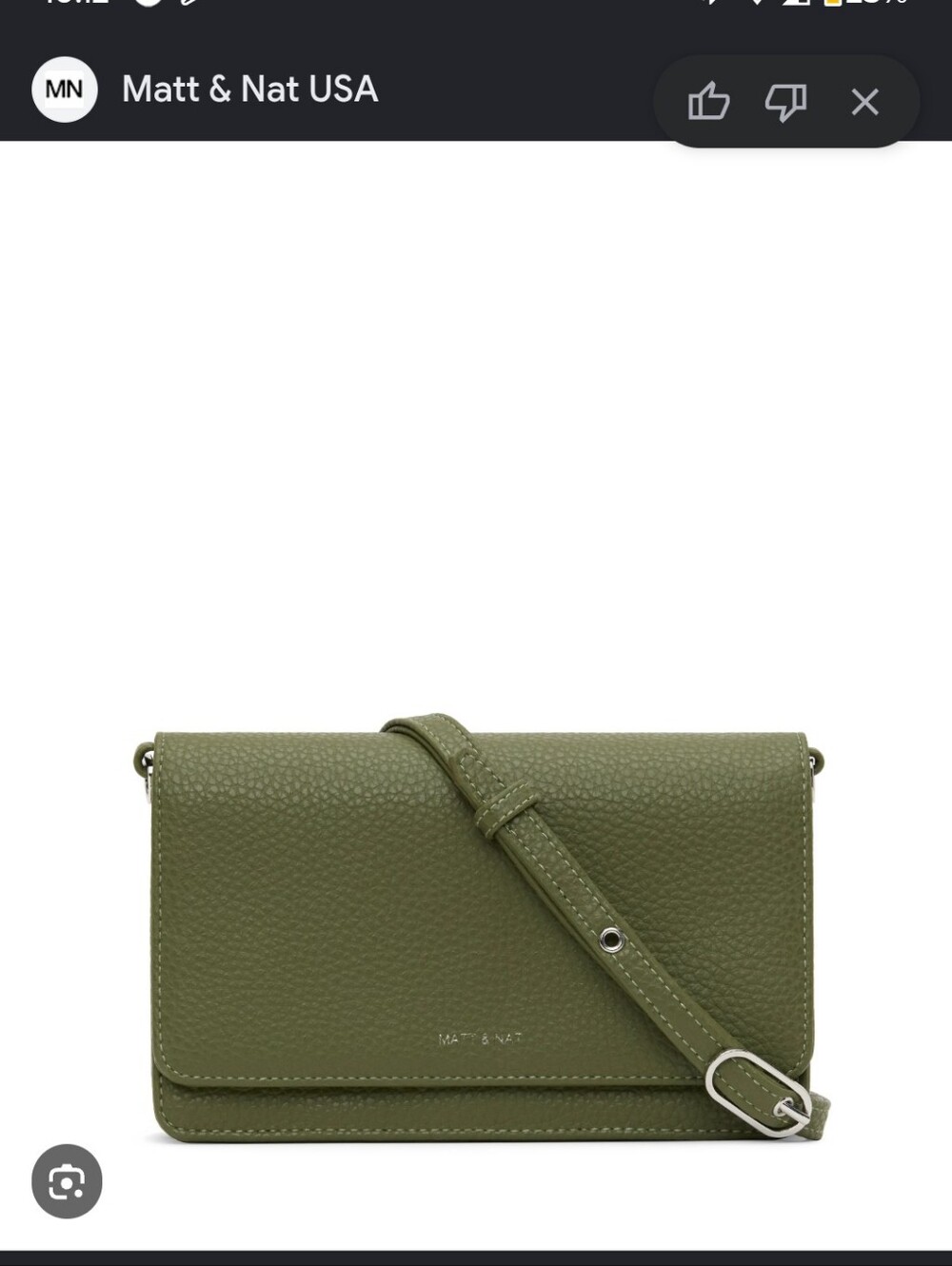 Matt & Nat Olive Green Pebbled Vegan Leather Crossbody
